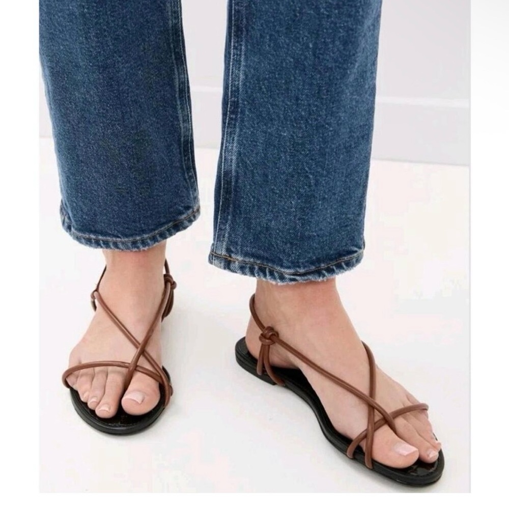 NEW SCHUTZ women's malta flat sandals in black and brown Size 9B‎